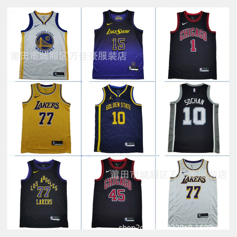 Горячее прессование американского трансграничного Lakers Warriors Tets Jersey 77 Dongchic Спортивный повседневный баскетбольный костюм жилет дышащий мужчина