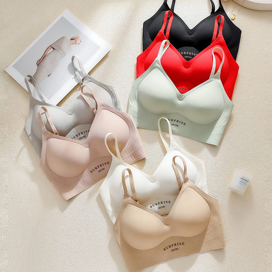 Big Red Benmingnian Small Shoulder Strap Beautiful Back Jelly Strip Underwear Women's Small Chest Gathering Non-Marking Bra