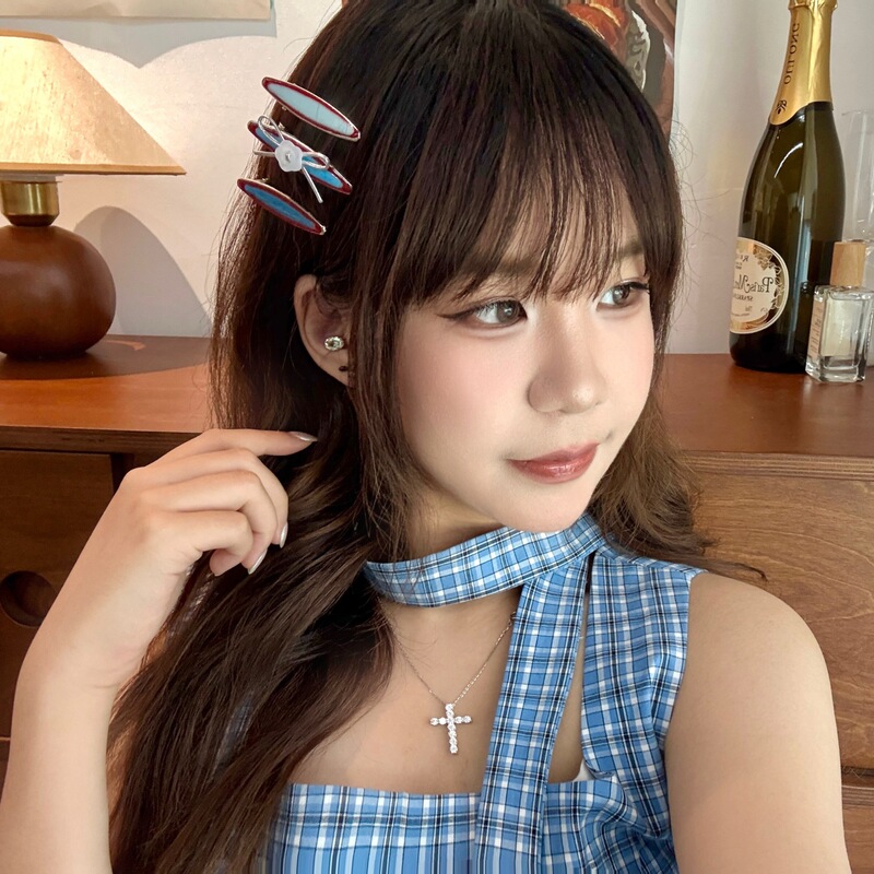 夏日蓝色系简约发夹度假海边刘海装饰夹创意鸭嘴夹少女百搭碎发夹|undefined