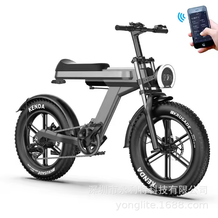 20-Inch Fat Tire Snow Electric Bicycle, Battery-Powered Vehicle, Aluminum Alloy Lithium Battery Electric Vehicle, Cross-Border Export Off-Road Vehicle