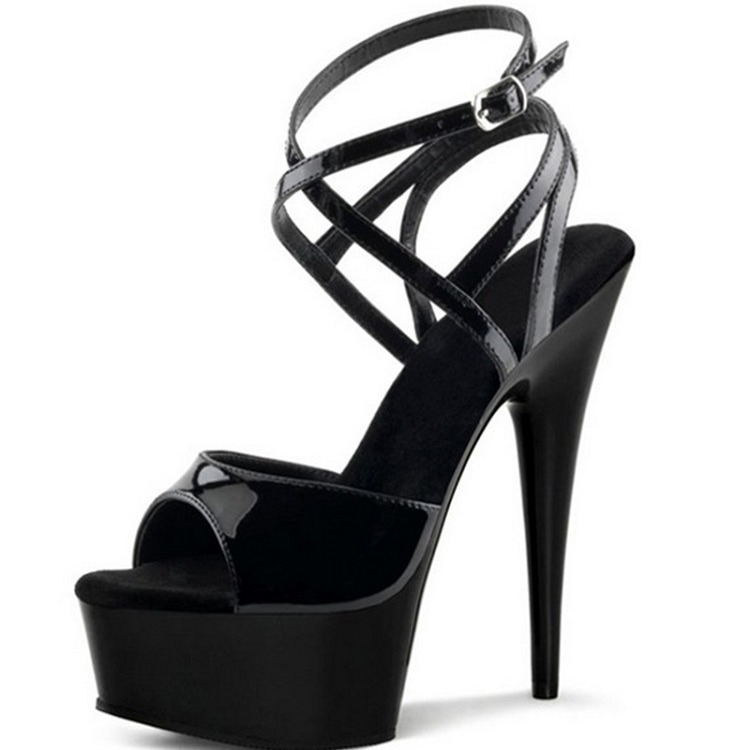 15cm tacones altos talón fino impermeable romano hueco sandalias de cuero charol para AliExpress Comercio exterior más tamaño las mujeres zapatos