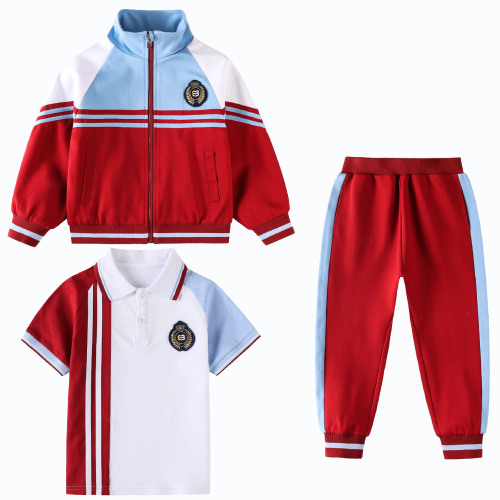 New Boys' and Girls' Elementary School Uniform Set, College Style Sports Style Class Uniform Set for Kindergarten, 2-4 Piece Set