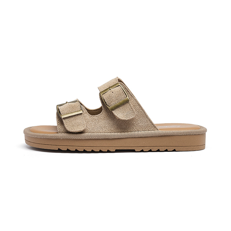 Augustion Backen pantuflas mujer 2025 verano nuevo estilo exterior de un pie con falda sandalias y pantuflas de playa de suela gruesa