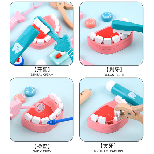 Bucket children's simulation doctor toy set play house nurse stethoscope role play wooden toy