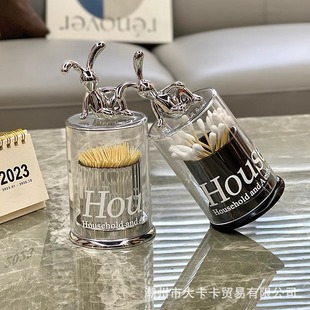Light luxury toothpick box living room home high-end creative toothpick holder high-looking toothpick can cotton swab storage box 2024