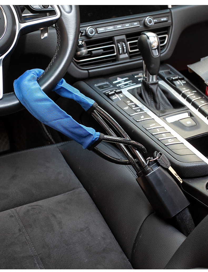 Car Steering Wheel Lock, Thickened Steel Cable Handlebar Lock, Car Seat Belt Buckle Lock, Universal Anti-Theft Lock, Car Lock