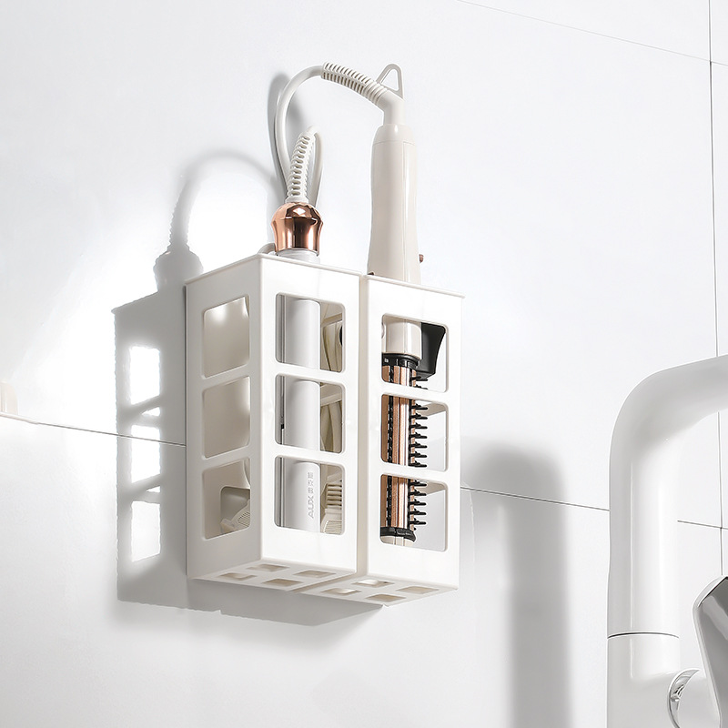Curling iron storage rack plastic shelf wall-mounted hairdressing iron storage rack wall straight hair comb clip used secondary storage