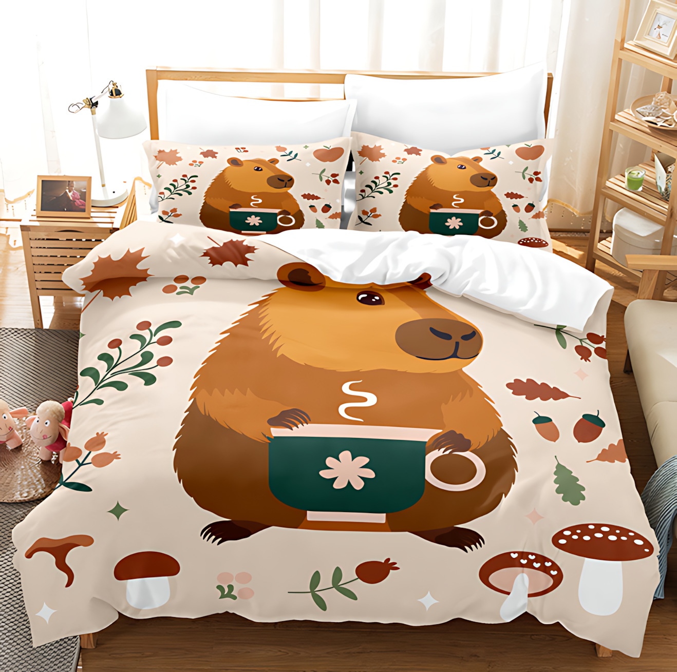 TEMU / JIT Cross-border Cute Capibala Pattern HD Digital Printed Colch Set