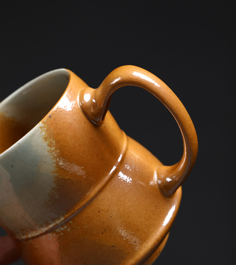 Large Ceramic Mug Vintage Style Kiln Fired Water Coffee Cup_voghion.com