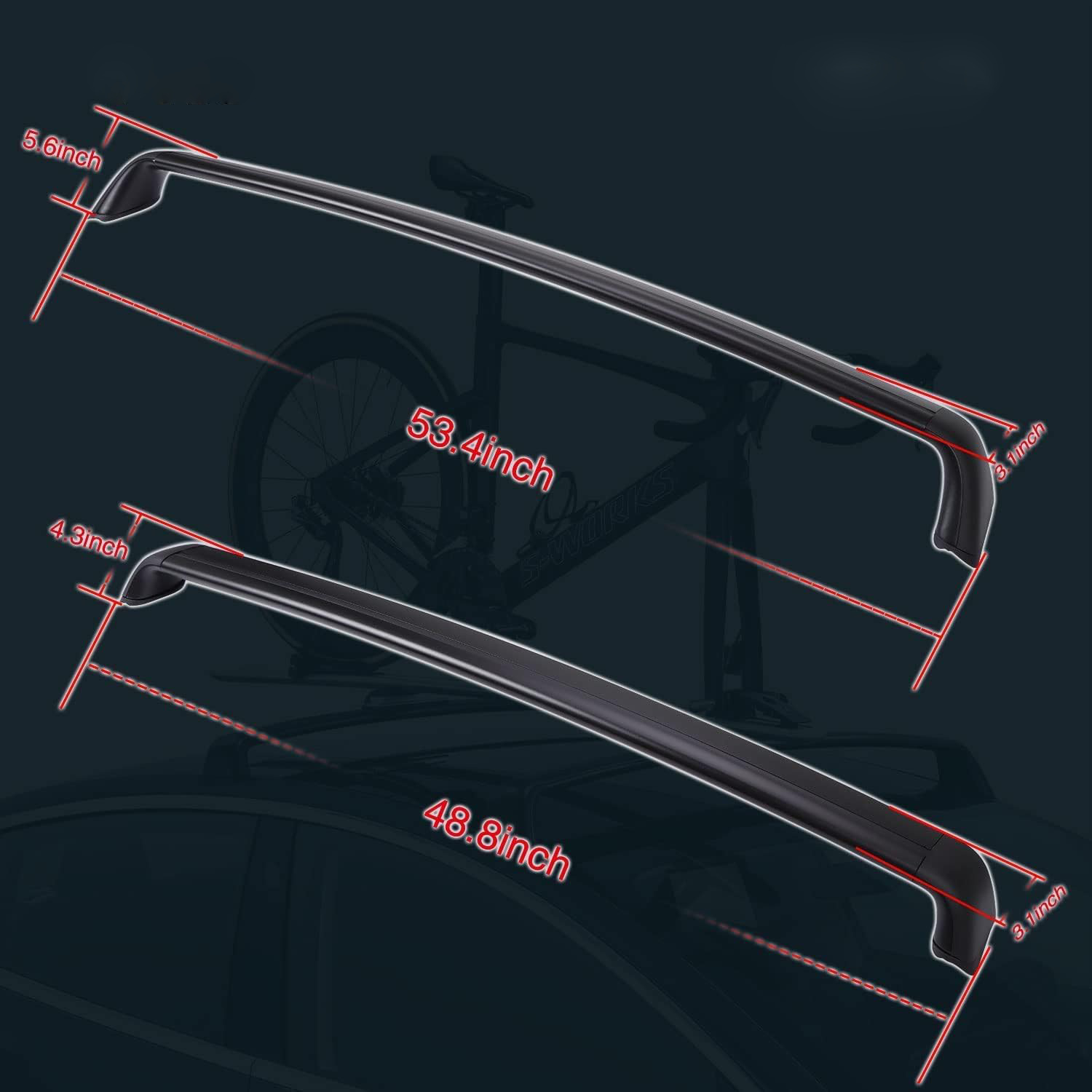 Aluminum alloy roof crossbars with locking mechanism, compatible with Tesla Model 3 (2017-2025)