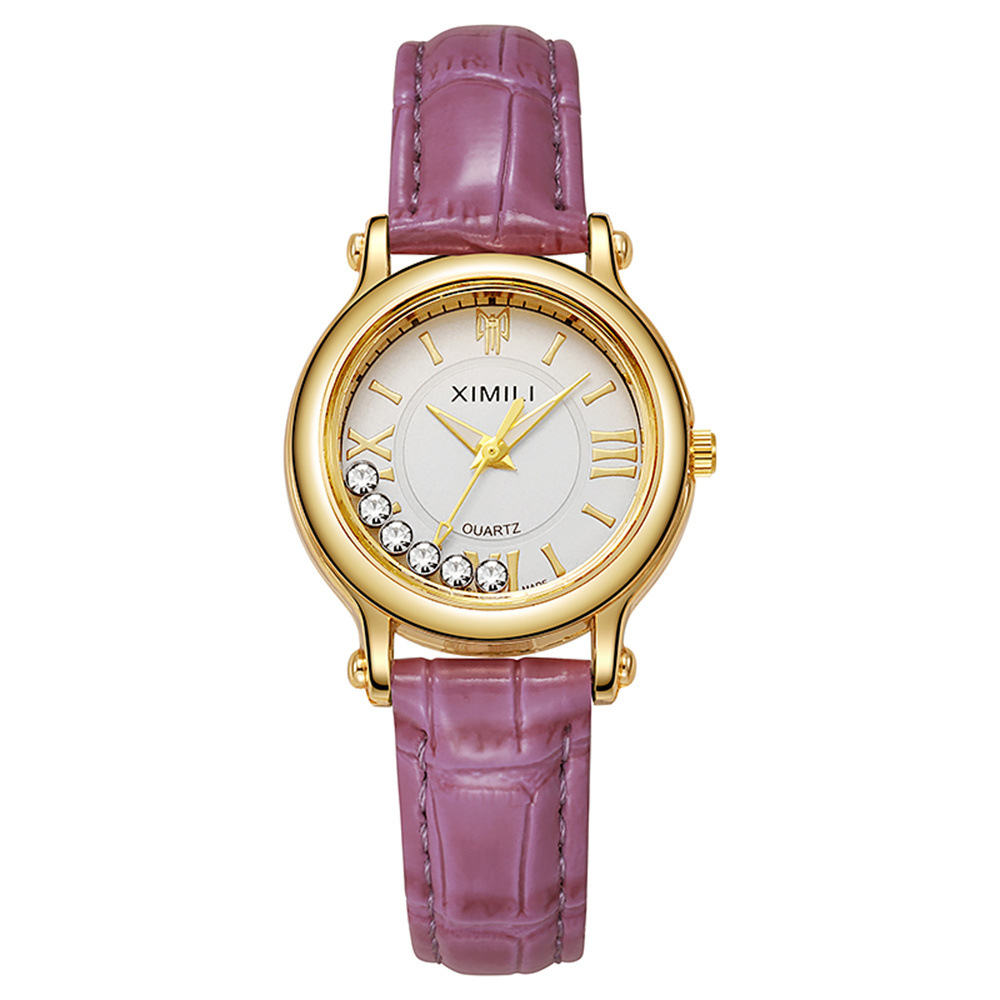 Minimalist Women's Quartz Watch Ball Bearing Fashionable Gray Leather Strap Unisex Student Wristwatch_voghion.com
