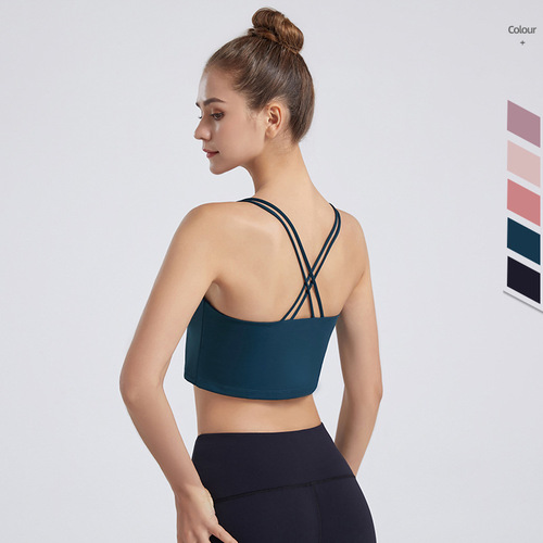 Cross-border new lulu women's sports yoga bra double-sided suspenders sexy back shock-proof quick-drying sports bra