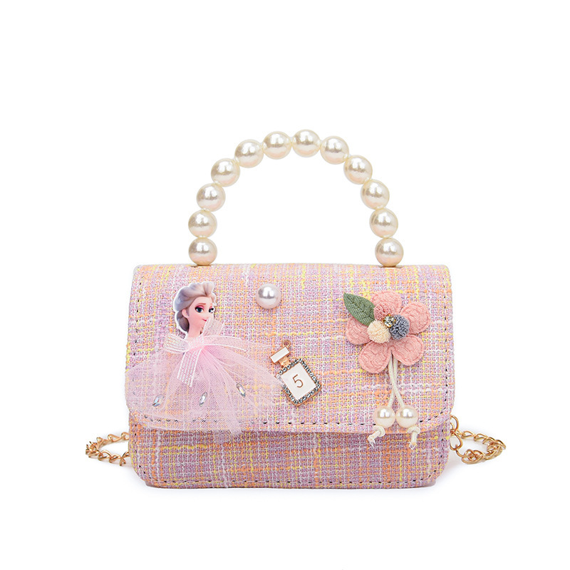2025 nuevos niños de dibujos animados portátiles inclinados para proteger pequeños vientos de princesa de dibujos animados inclinados bolsos de perlas