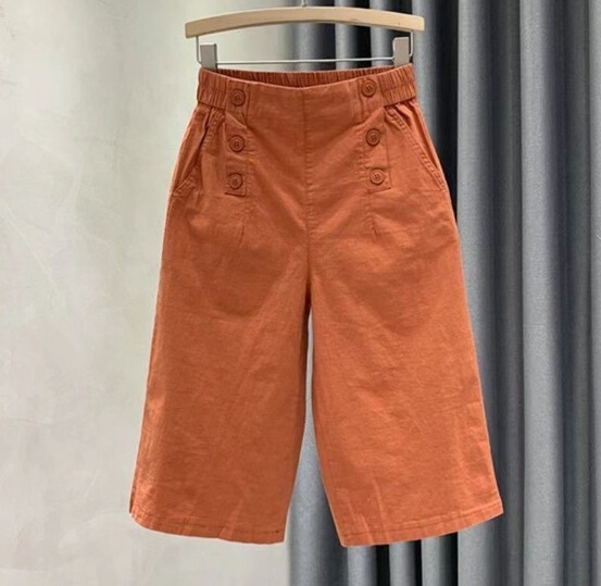 Cotton and Linen Casual Pants Elasticated Waist Capri Pants Wide Leg Pants 2023 Summer Linen Pants All-match Harem Pants for Women