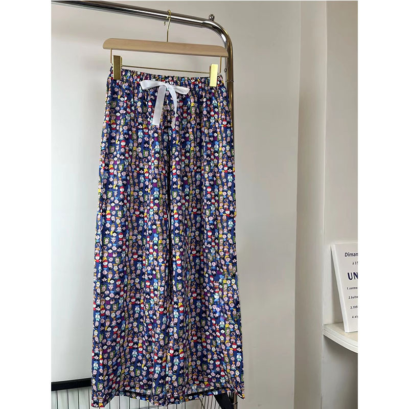 Pantalones anchos para mujer pantalones de pijama de algodón de verano para mujer Pantalones casuales de ropa para el hogar pantalones finos antimosquitos de noveno mes para mujer se pueden usar afuera
