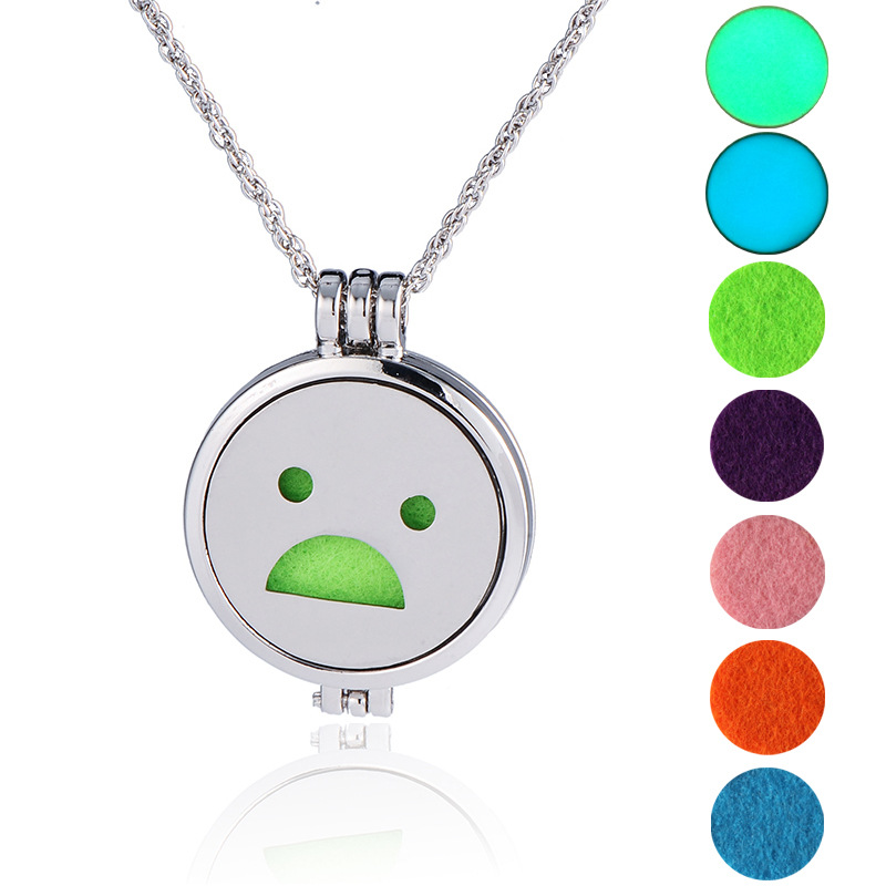 European And American Pendant Trend Atmosphere Fashion Hip Hop Smiley Face Expression Handmade Diy Aromatherapy Luminous Pendant Ornaments Necklace display picture 7