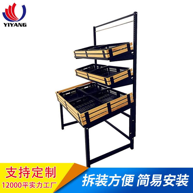 厂家批发超市水果蔬菜钢木货架 便利店金属货架零食散称展示货