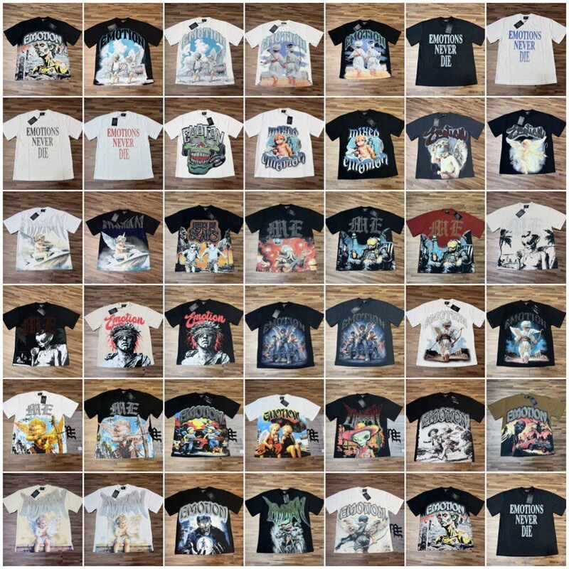 Mixed Emotion Retro Print Summer Fashion High Street Trendy Casual Fashion Men's and Women's Short-Sleeved T-Shirt Mixed Emotion Retro Print Summer Fashion High Street Trendy Casual Fashion Men's and Women's Short-Sleeved T-Shirt