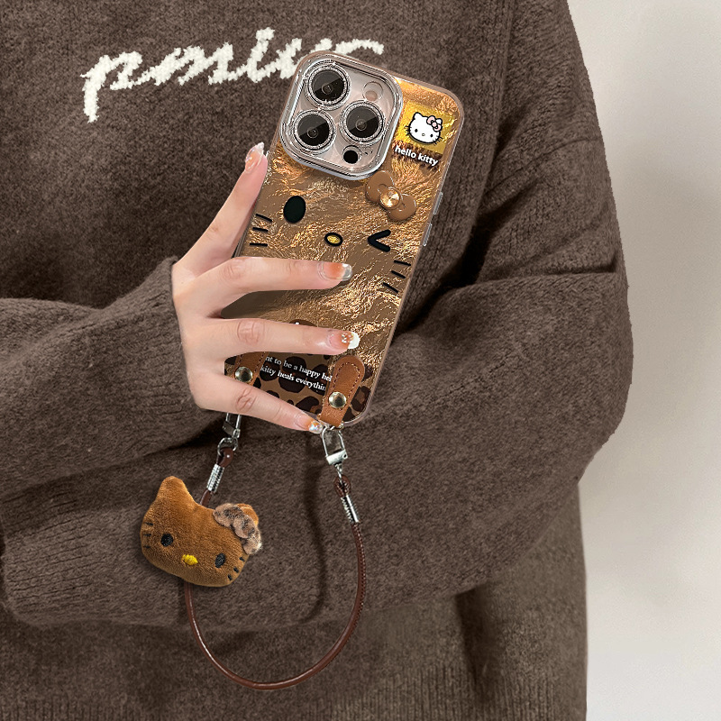 适用苹果16promax手机壳iphone14豹纹kt猫蝴蝶结挂绳15高级感13女|undefined