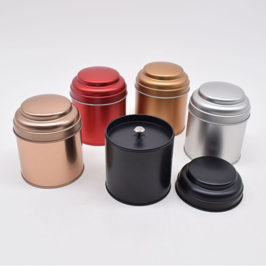 现货茶叶罐铁罐 50g子母盖圆罐通用马口铁罐龙珠铁罐代用茶食品罐