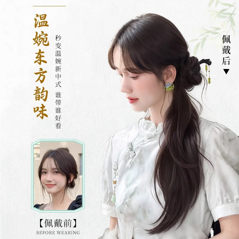 Nueva cola de caballo china ligera estilo nacional bola de clip de pelo de estilo antiguo agarrado adornamiento de cabello chino cheongsam trenzado lado cola de caballo