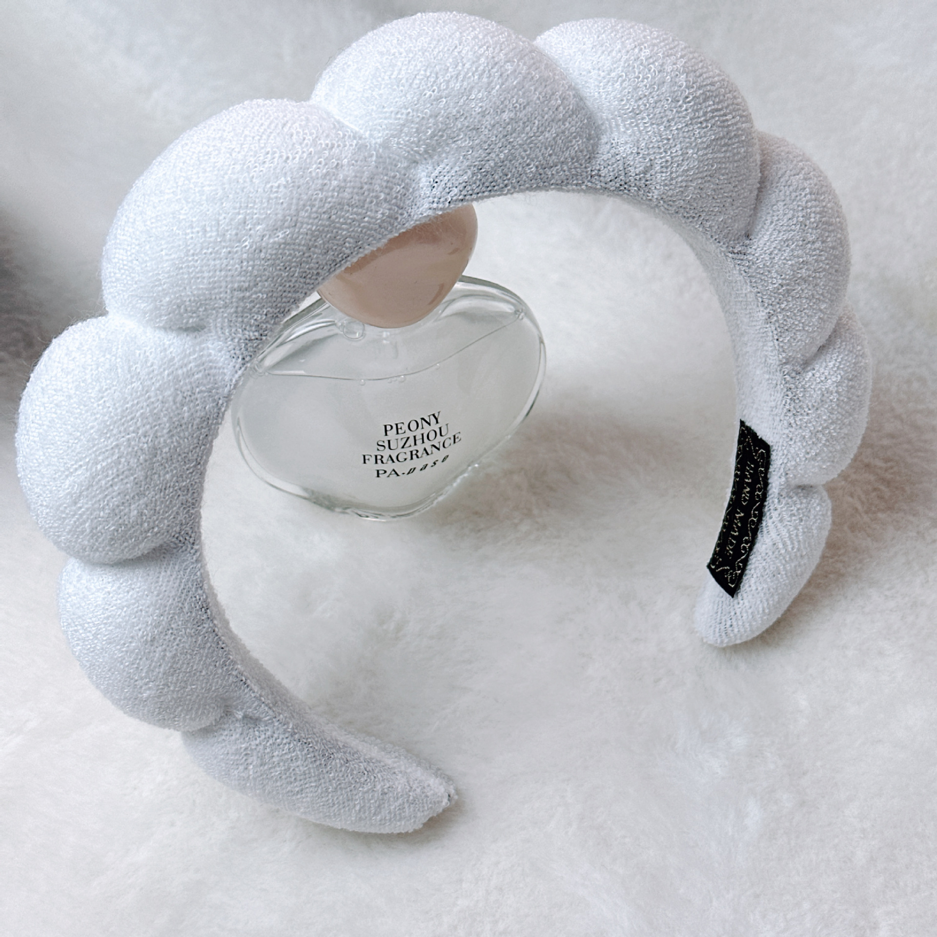 Diadema de Esponja tipo Nube de Tela para Lavado de Cara