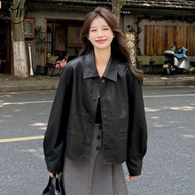 黑色皮衣外套女秋冬2025新款港风复古翻领炸街机车pu皮夹克衫上衣