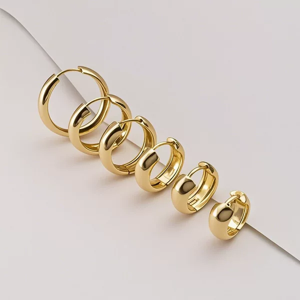 Ready Stock Wholesale Plain Hoop Earrings for Women, Light Luxury, Small Fragrance, Non-Fading Titanium Steel Earrings, Amazon Cross-Border Popular Jewelry