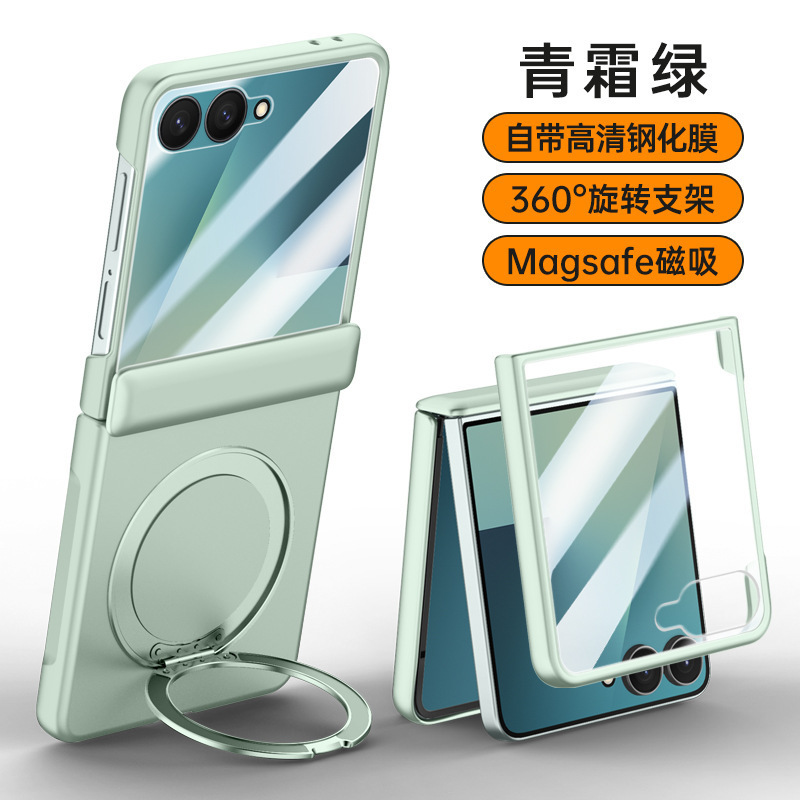 适用三星Zflip7手机壳弹簧铰链磁吸无线充360旋转支架flip7保护套|undefined