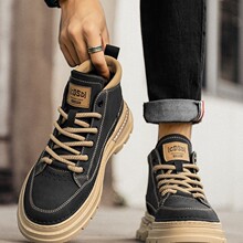 马丁靴男款高帮2025新款冬季英伦风复古中帮厚底增高真皮工装短靴