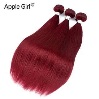 10A 亮99j bone straight human hair bundle欧美真人发帘假发95g