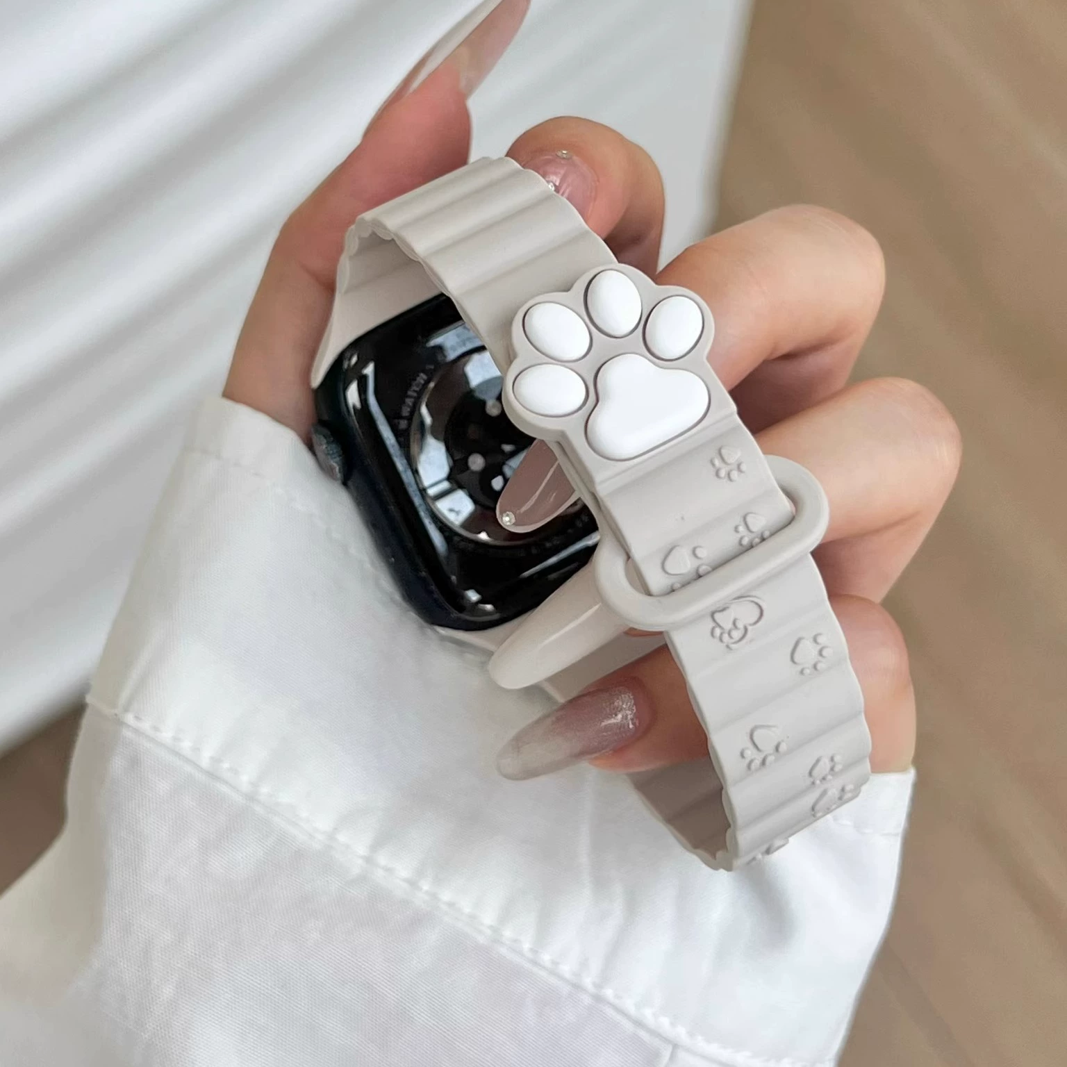 Милый трёхмерный котик коготь силиконовый ремешок для часов подходит к Apple Watch с поколением watch SE женщины