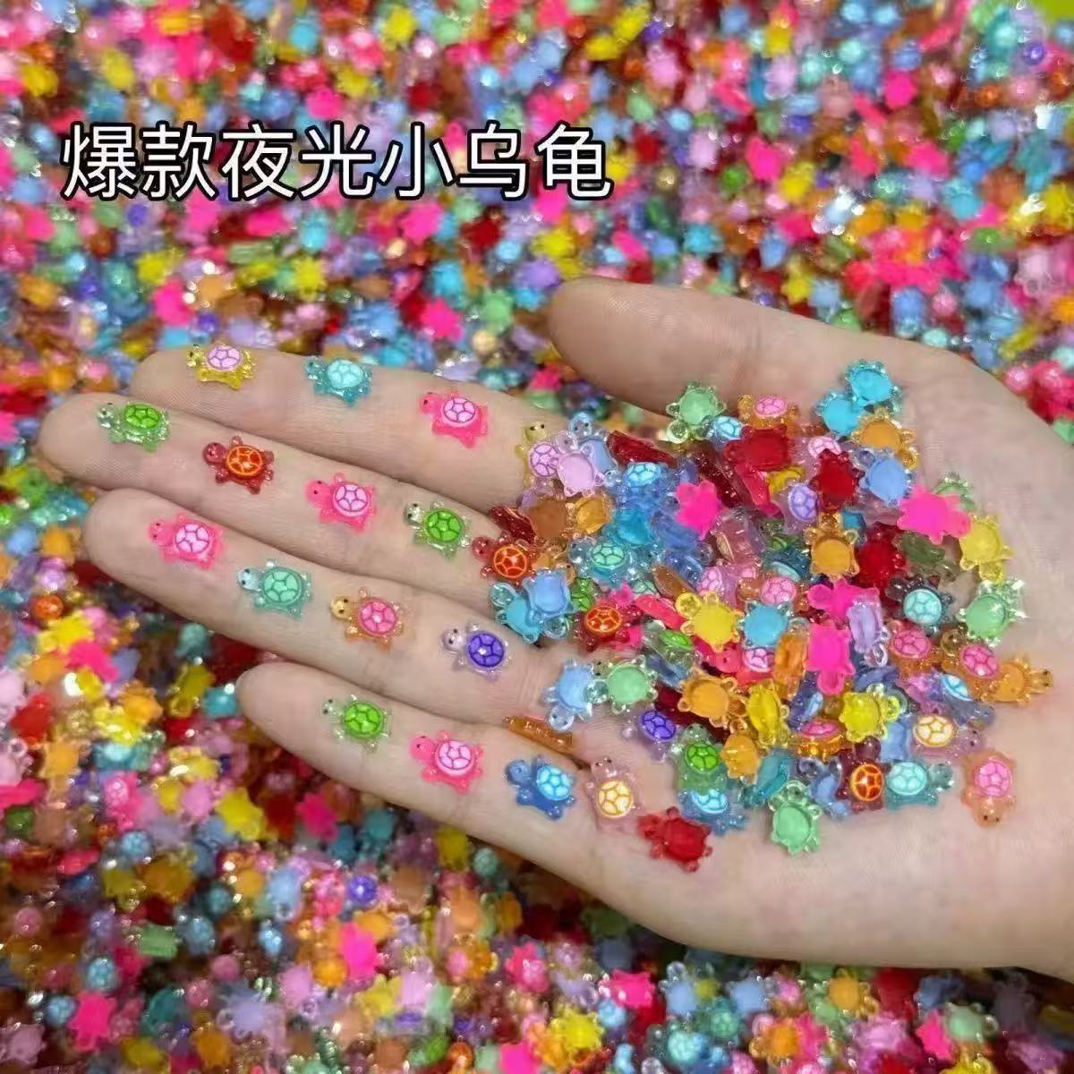 新款夜光树脂美甲小乌龟可爱卡通迷你发光儿童桌面装饰工艺品玩具