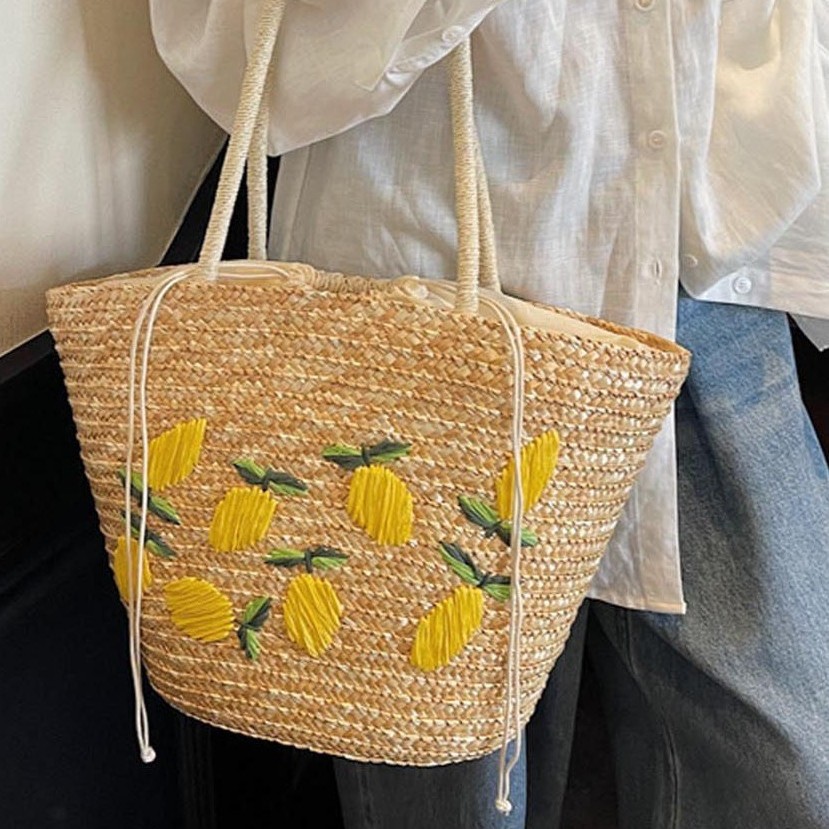 手提包单肩包托特包草编包菜篮子大容量沙滩包时尚挎包女士包包