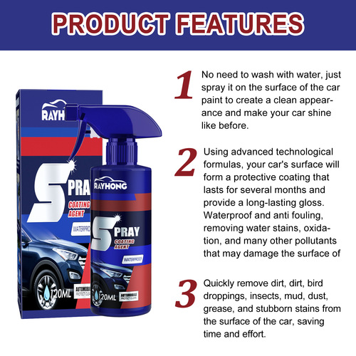 Rayhong car coating spray car paint maintenance paint surface decontamination brightening nano coating spray coating agent