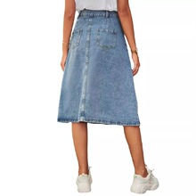 K 51803 Washed Denim Button Skirt ˮϴţ�а���ȹ ŷ�������