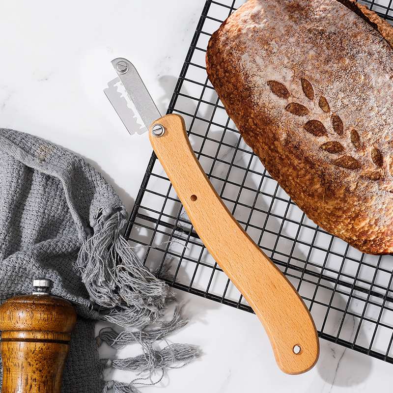 Wooden handle curved bread cutting knife Creative stainless steel…