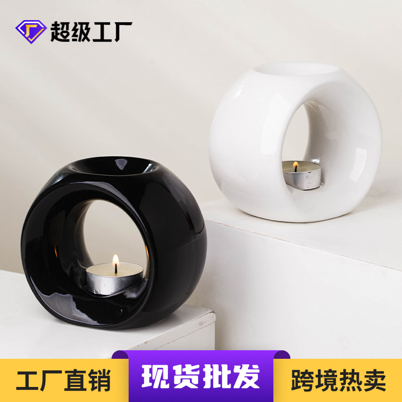 Salón de belleza nicho ayuda para dormir fragancia aceite esencial aromaterapia horno ardiente en seco madera de sándalo candelabro vela de cerámica lámpara de fusión image 3