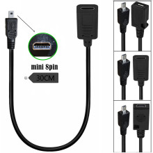 mini 8P公转Type-c Micro mini 5P母数据充电线8P转C母T口相机线