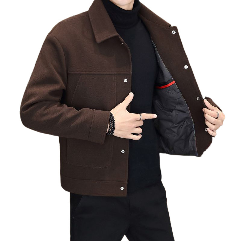(2개) 남자 겨울 짧은 새로운 캐주얼 유행 한국 스타일 라젤 재킷 코트 누빔안감 비즈니스 캐주얼 면 패딩 코트