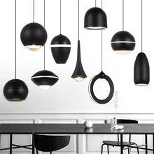 智能餐廳長條吊燈現代極簡北歐全銅吧台書房辦公室黑色設計感燈具