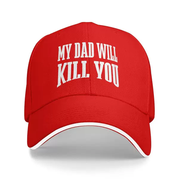 Cross-Border Sandwich Print My Dad European and American Style Hard-Brimmed Curved Baseball Cap for Men Outdoor Sun Hat