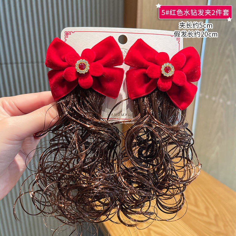 Bebé Año Nuevo de felicitación de Año Nuevo accesorios para el cabello nueva peluca horquilla niñas exquisitos accesorios para el cabello de Año Nuevo horquilla roja al por mayor