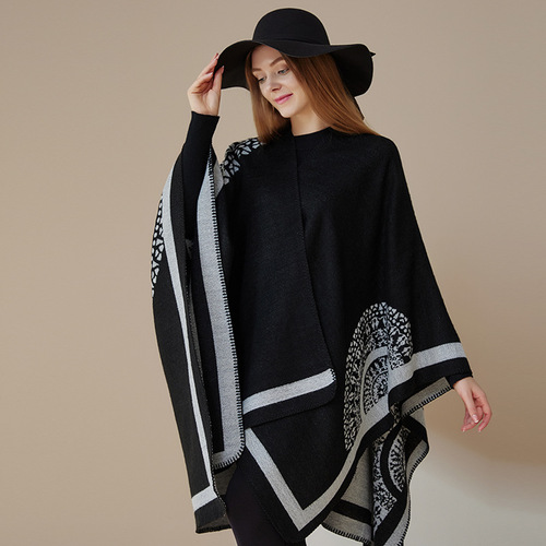 Spring and autumn travel cashmere cloak double-sided simple solid color scarf imitation cashmere long cloak warm thickened shawl
