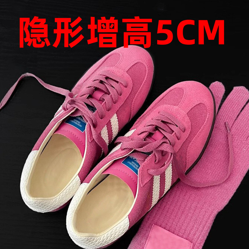 Genuine Leather Women's Shoes with Thick Soles and Hidden Height Increase, Red German Training Shoes, Breathable Casual Women's Sneakers, Women's Running Shoes
