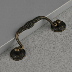Chinese-style handle, antique bronze imitation ancient rosewood chest of drawers cabinet alloy small pull handle, hole spacing 92mm