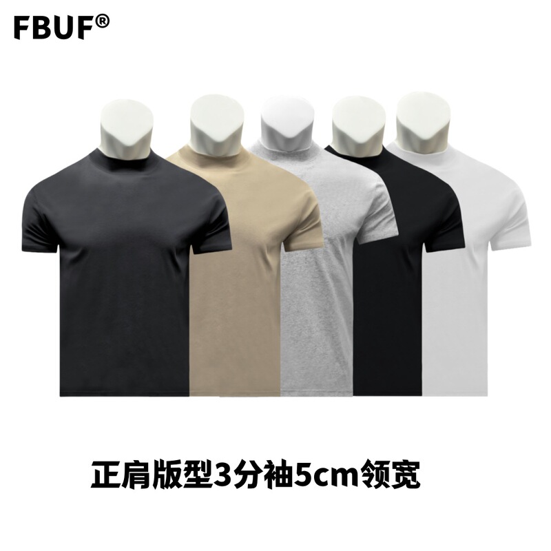 310G Shoulder Half High Collar Cuff Short Sleeve Summer American Small Collar Heavy T-Shirt Shoulder Pad Muscle Fitness 310G Shoulder Half High Collar Cuff Short Sleeve Summer American Small Collar Heavy T-Shirt Shoulder Pad Muscle Fitness