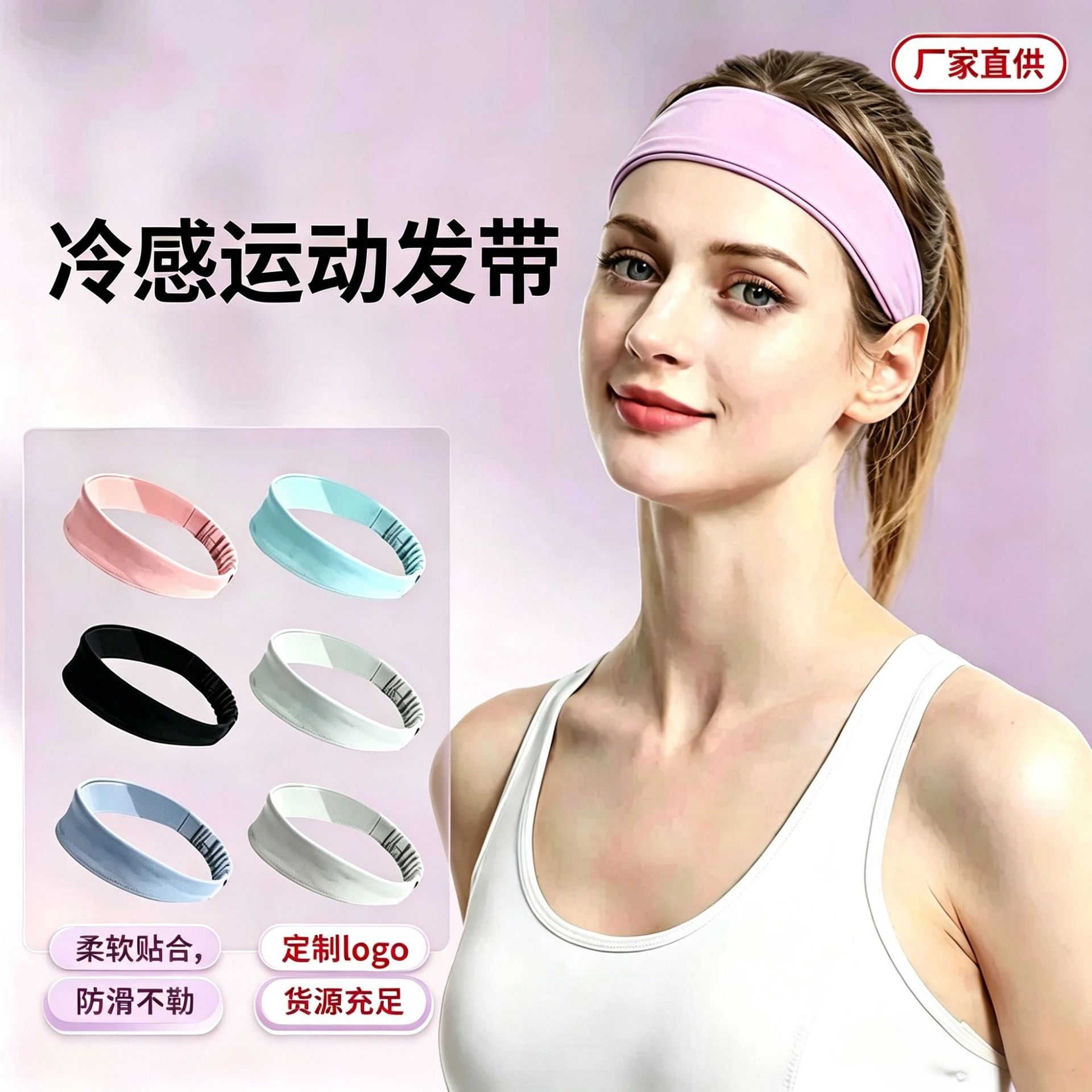 Cross-border summer sports yoga sweatbands, quick-drying and cooling headbands for sports and fitness, suitable for hiking and running