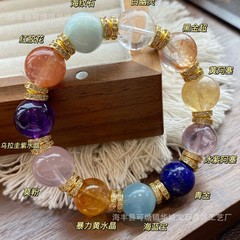 巧恩天然水晶百合デザイン感水晶手串卸売り招財キャンディー朱珠同金多宝ブレスレット