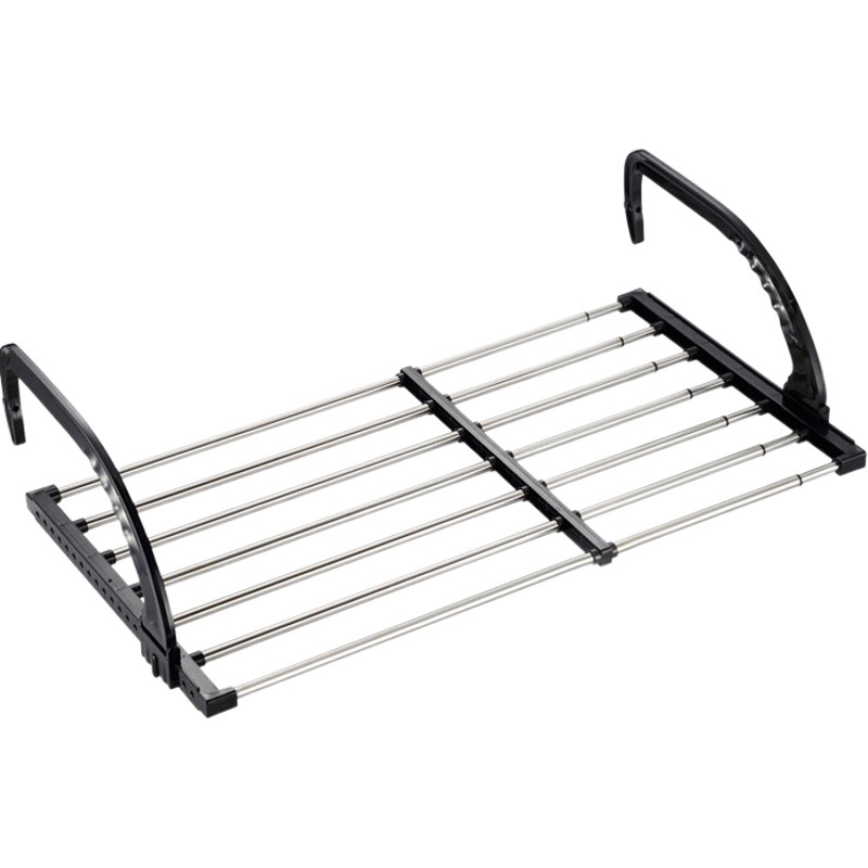 Percha de ropa sin punzonado antirrobo cerca de la ventana estante de secado de zapatos balcón ventana lateral colgando estante de secado percha de ropa plegable retráctil